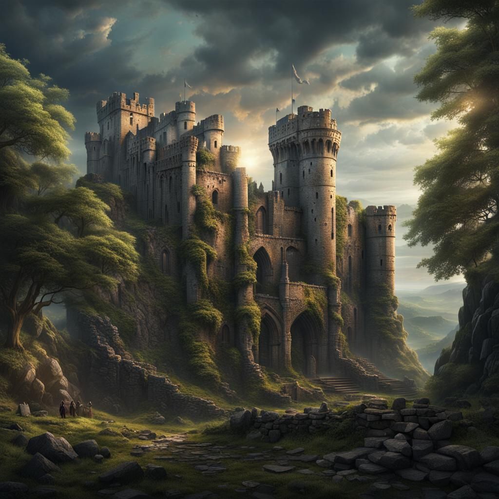 Medieval Castle Ruins: Dramatic Digital Matte Painting