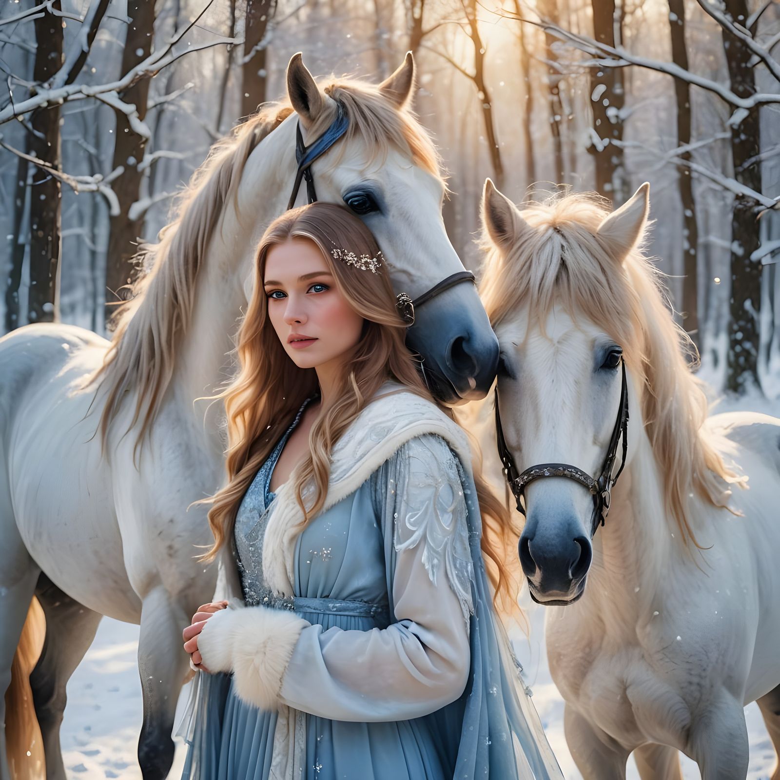 Serene Winter Encounter in Vivid HDR