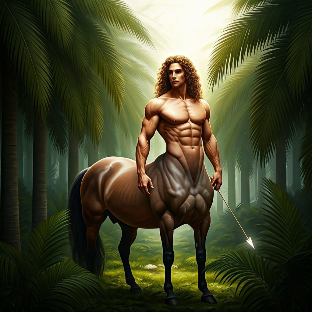 Hyperrealistic and mythical centaur, half man, half horse, b...