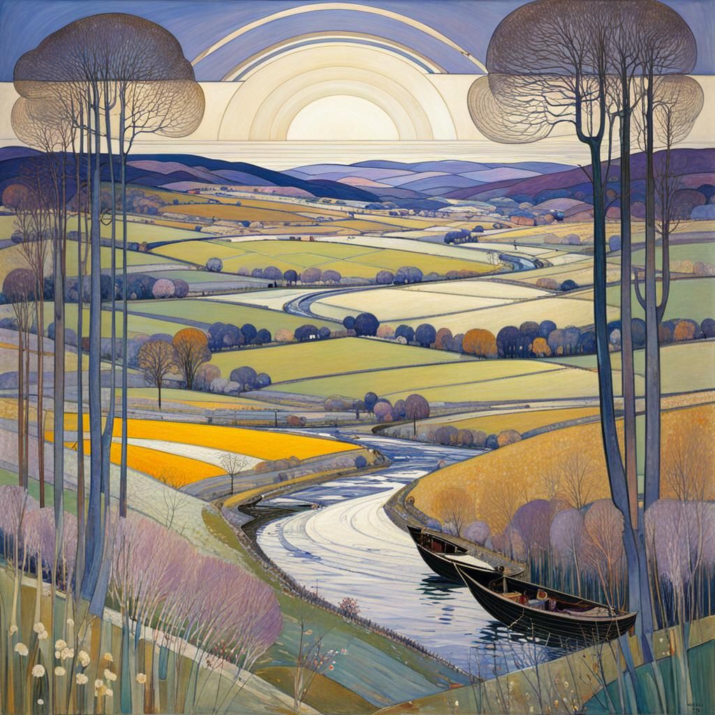 Winter Landscape in Glasgow School Style