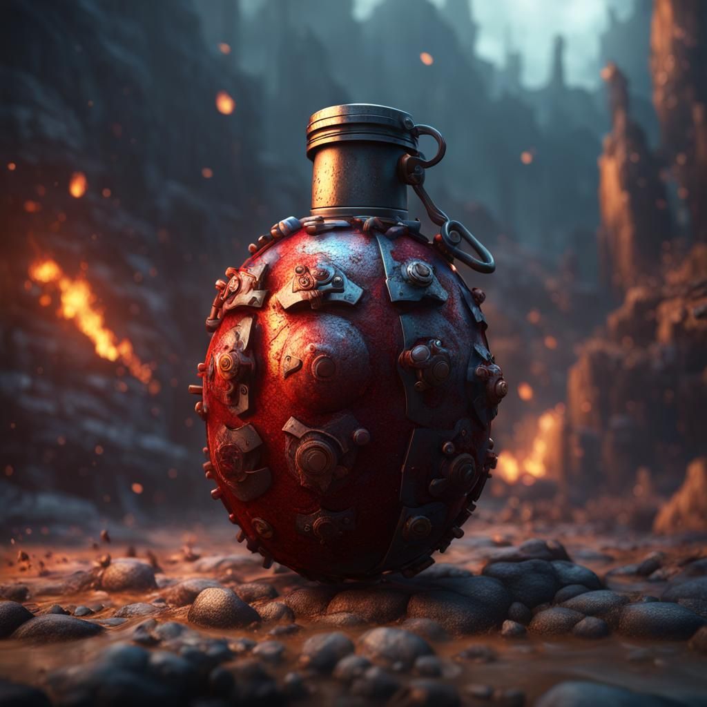 Fantastical Grenade in Detailed Matte Painting