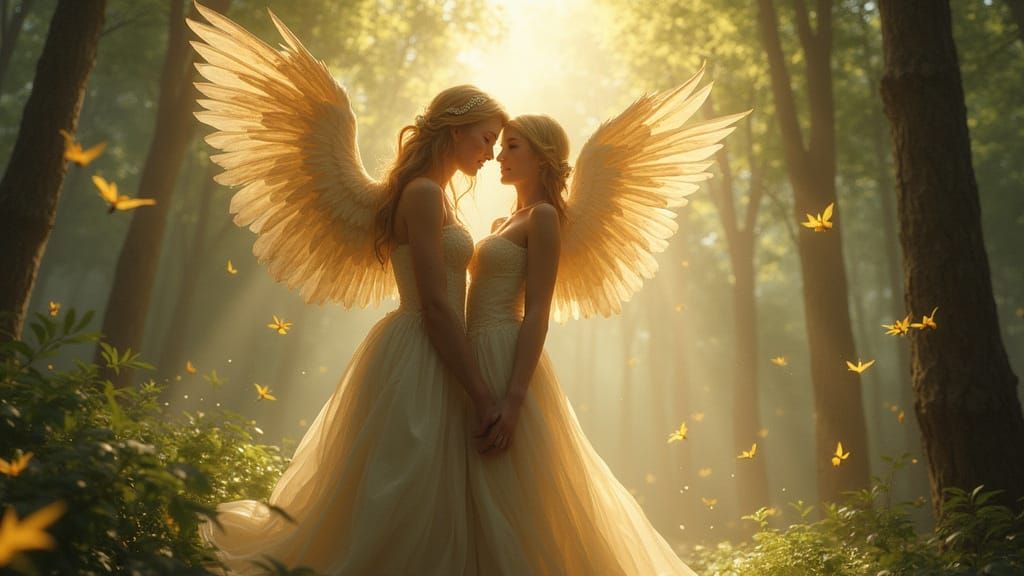 Angelic Lovers Bask in Radiant Heavenly Glow