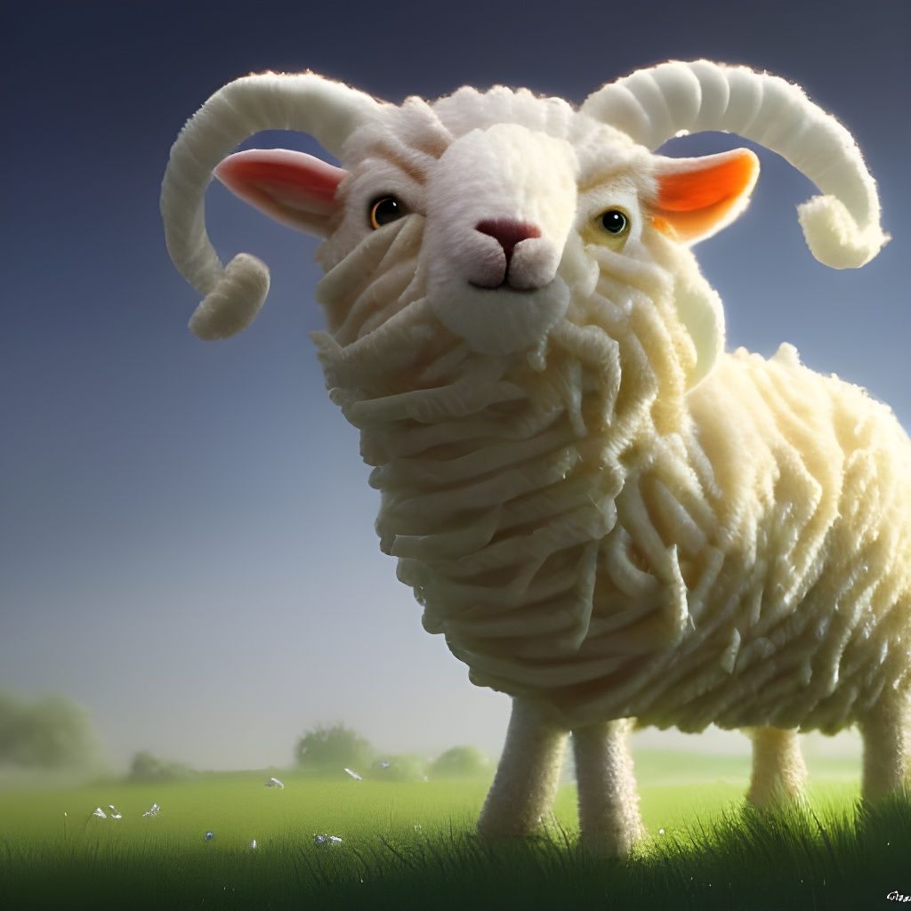 Yarn Sheep in Sunshine, Digital Art