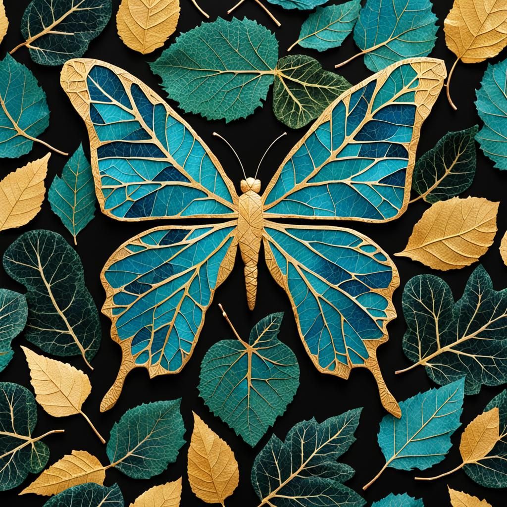 Butterfly of Leaves with Kintsugi Veins