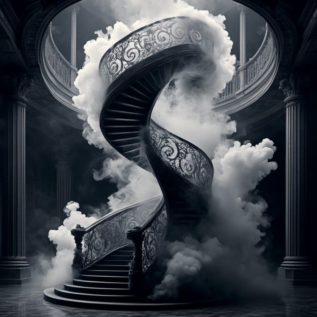 Ethereal Smoke Spiral Staircase in HDR