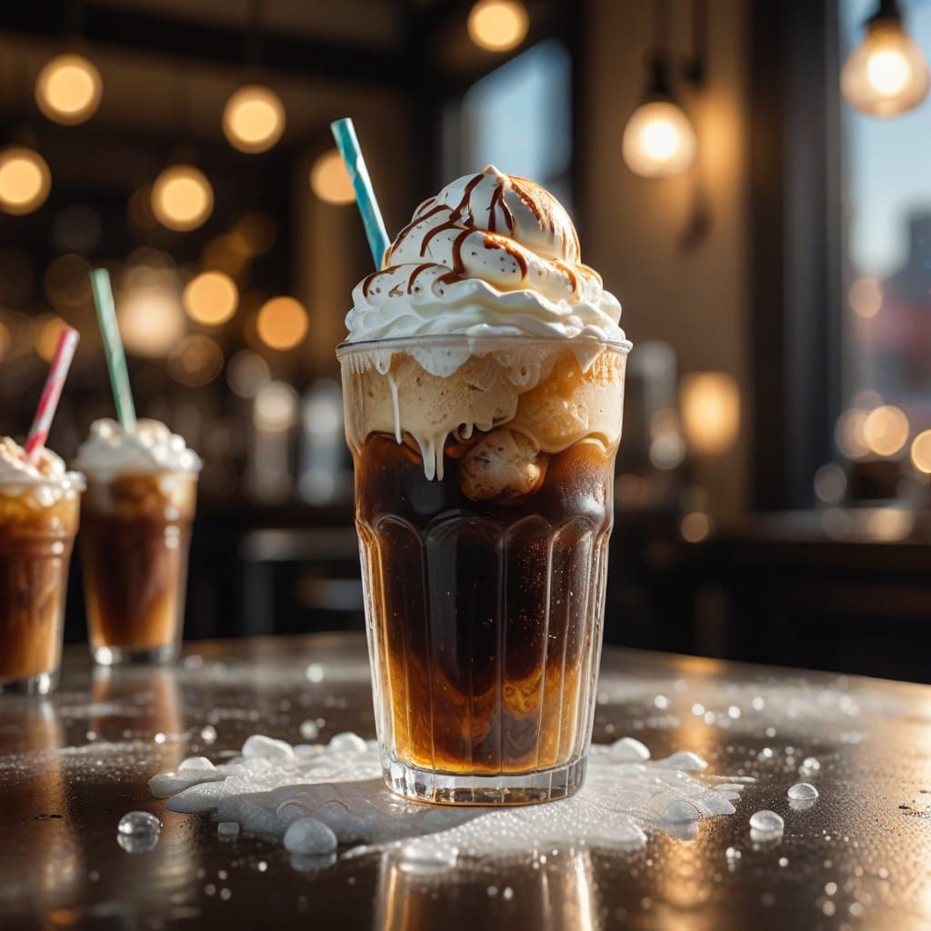 Golden Root Beer Float in Frosted Glass