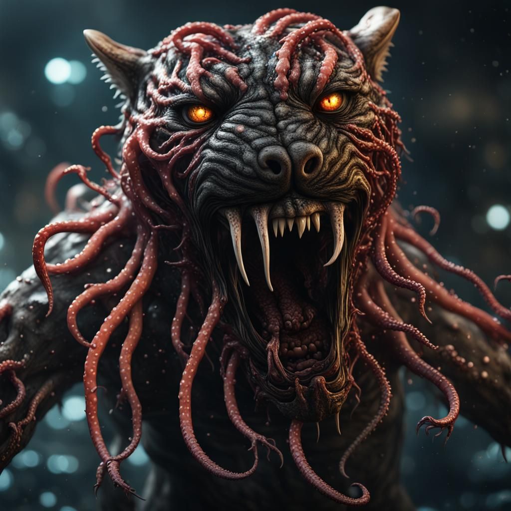 Horror Hybrid: Alien Tentacles Emerge From Zombie Tiger