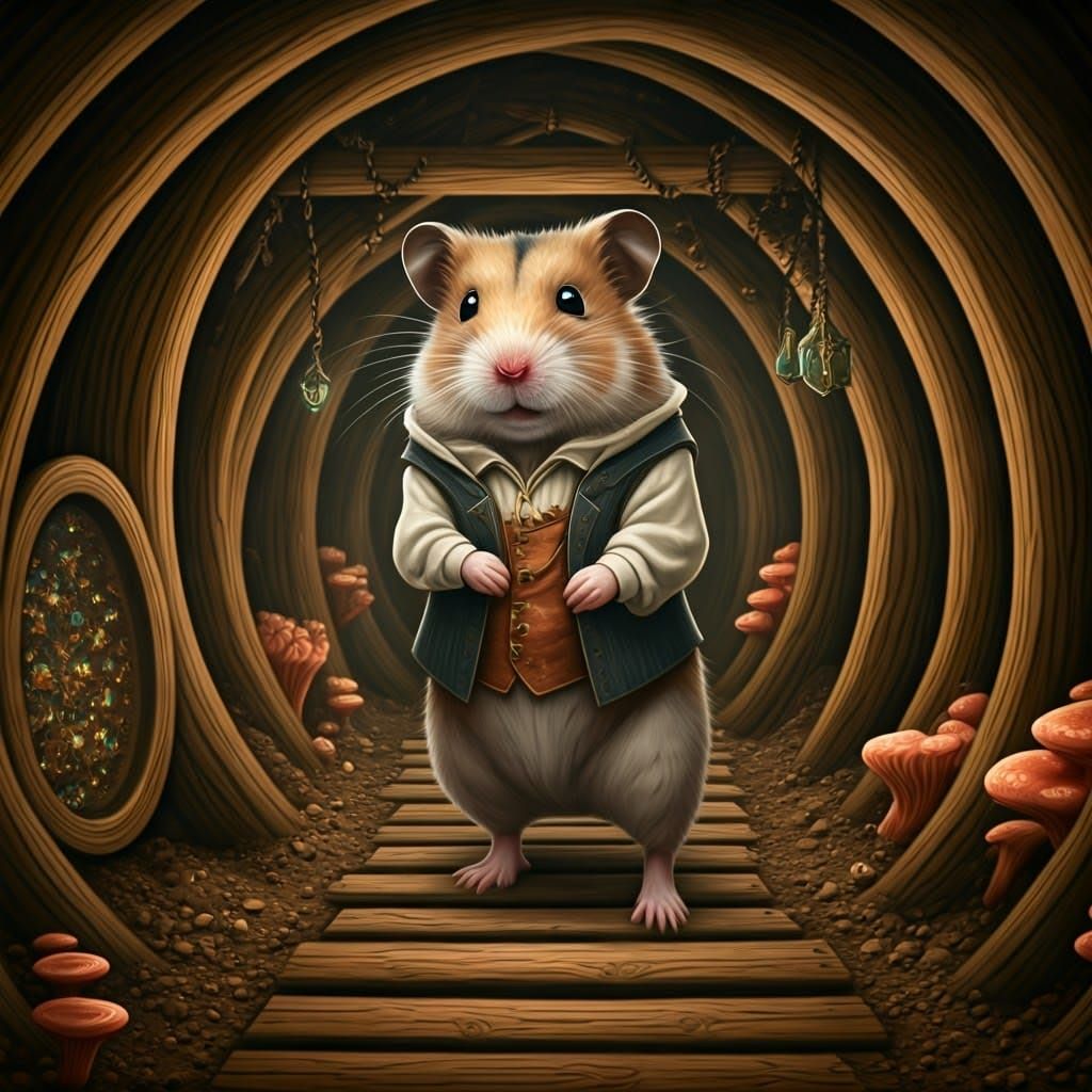 Whimsical Hamster Society in Subterranean Tunnels