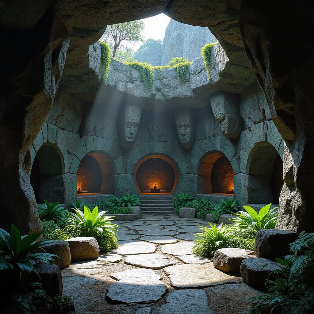 Jedi Temple Garden Chamber Carved in Stone