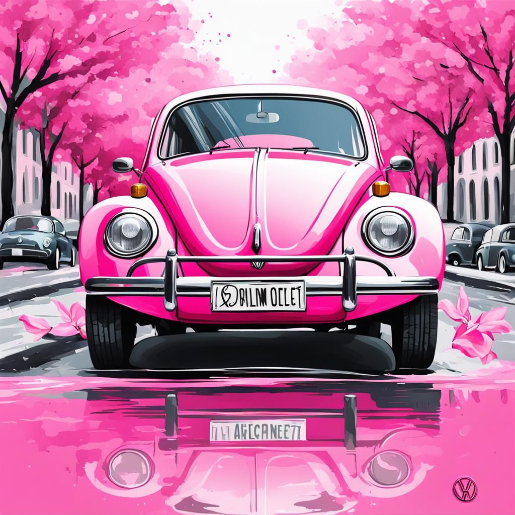 Pink VW Beetle: Breast Cancer Awareness Art