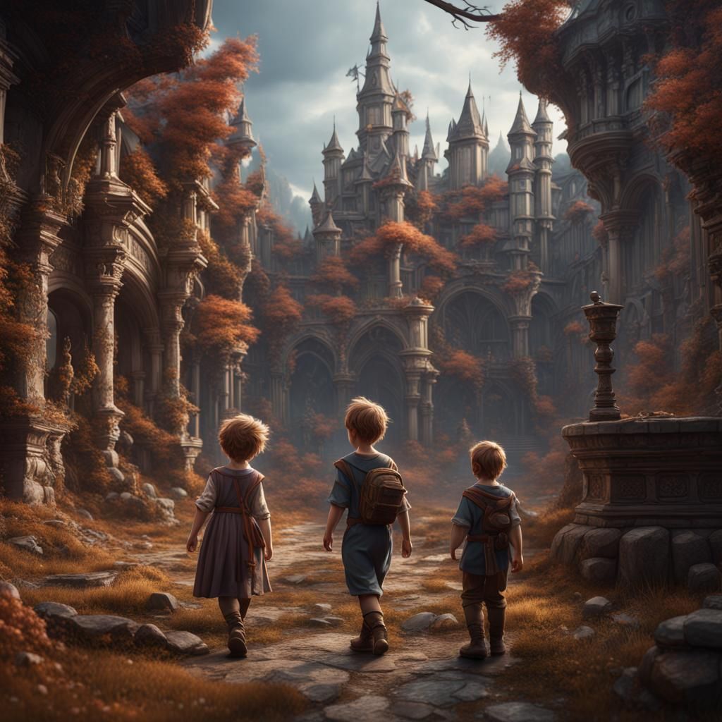 Fantastical Children in Detailed Matte Painting