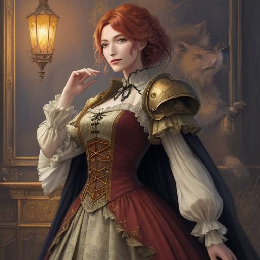 Steampunk Lion in Red Robe Amidst City Night