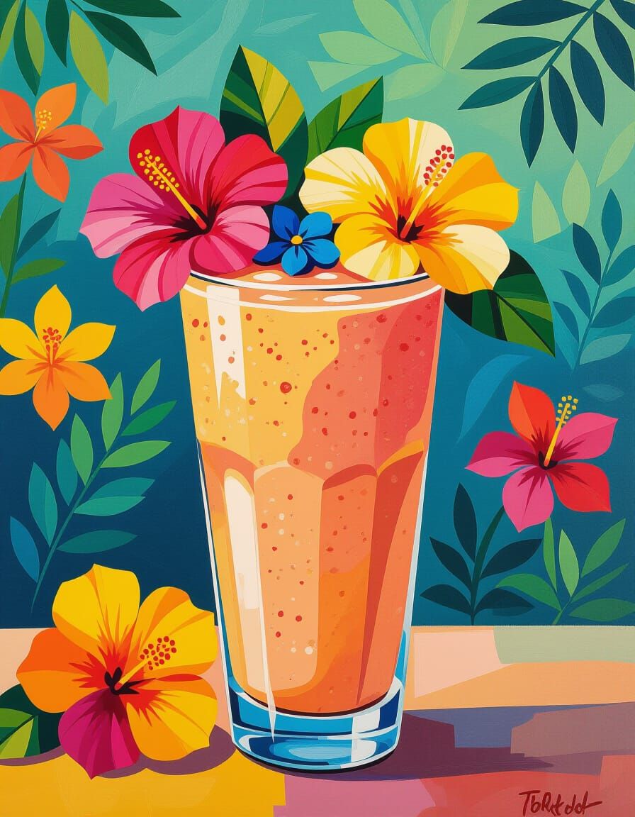 Tropical Smoothie Art: Gauguin, Hockney, Murakami Style