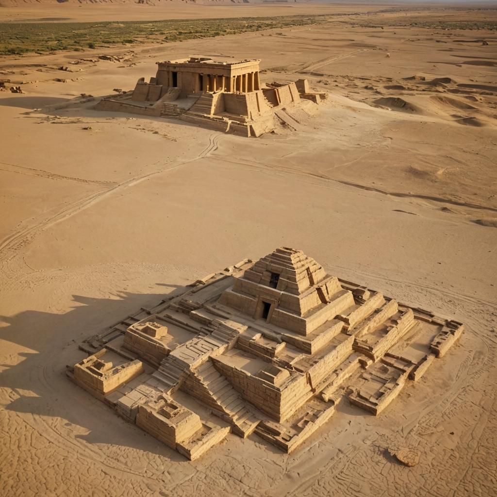 Ancient Mesopotamian Ziggurat in Golden Light
