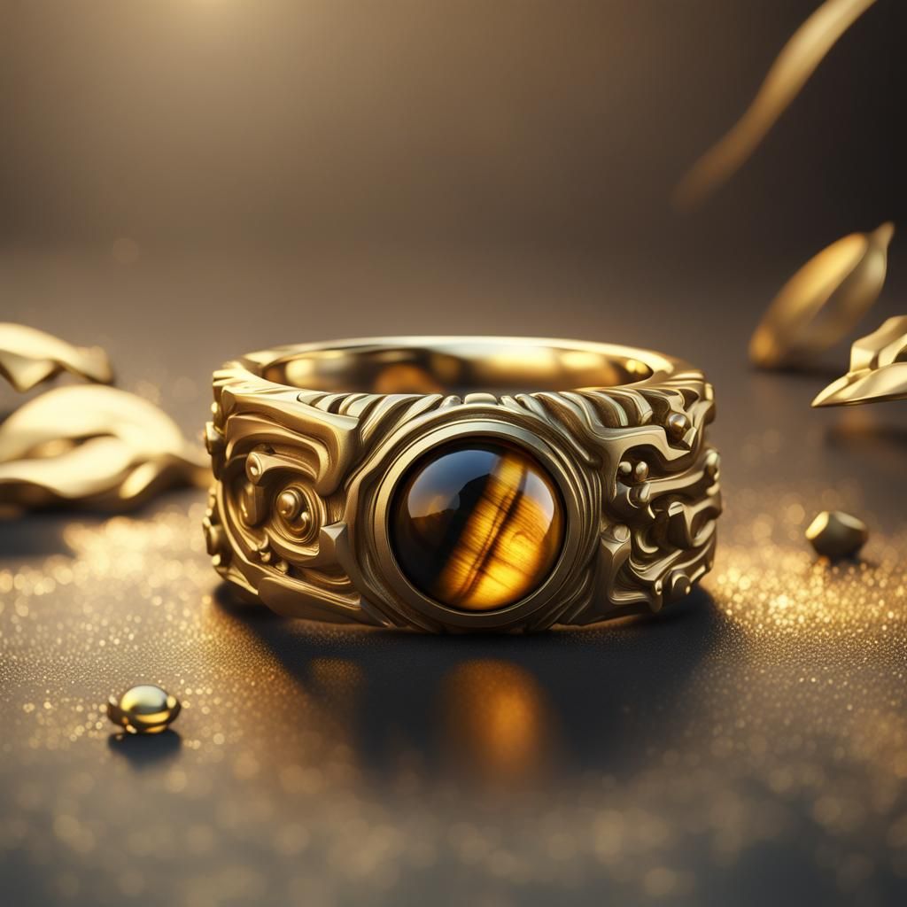 Minimalist Gold Tiger Eye Gemstone Ring