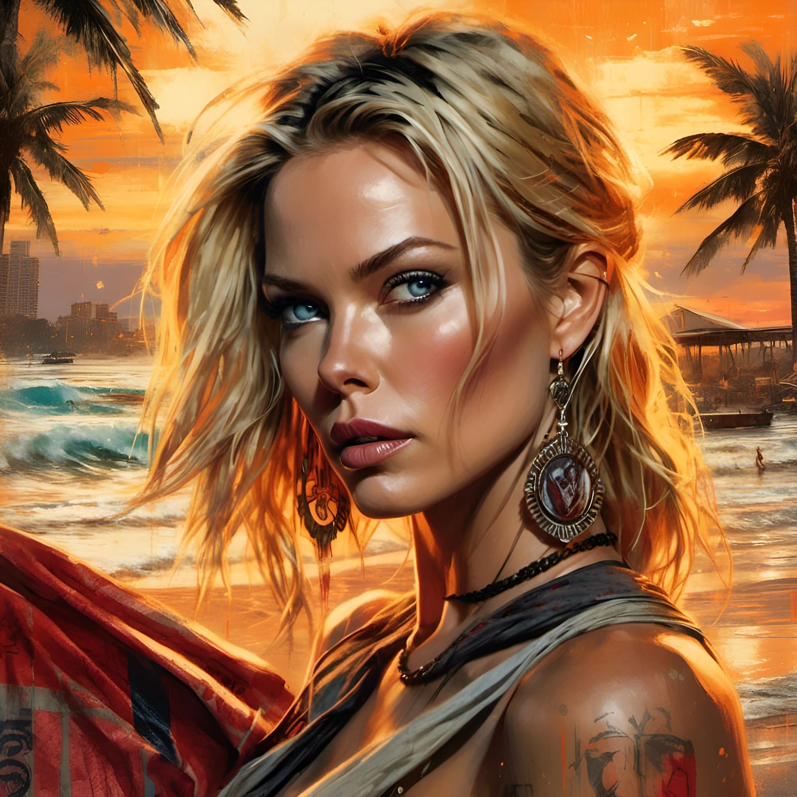 Dreamlike Grunge Fantasy Poster of Two Beautiful Women