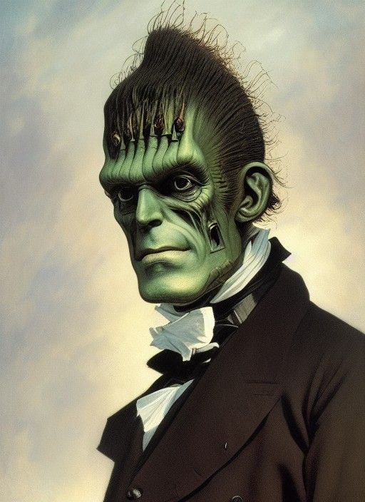 Hyperdetailed Frankenstein Portrait in Comic Art Style