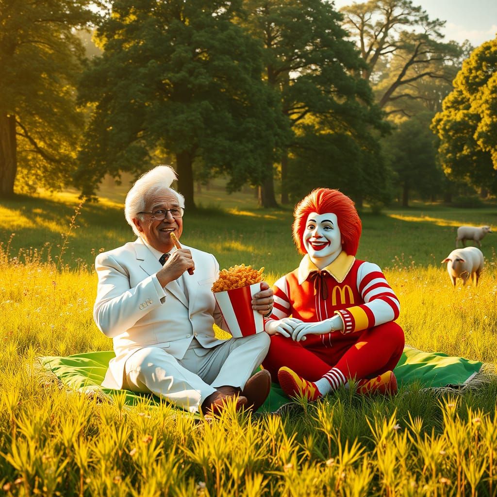 Colonel Sanders and Ronald McDonald's Countryside Picnic