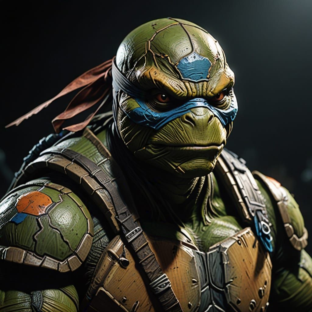 Mummified Ninja Turtle, dynamic lighting 8K resolution