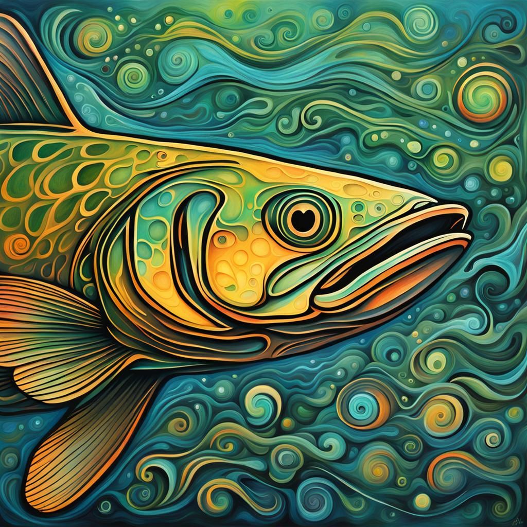 Abstract Channel Catfish in Ethereal Fantasy Style