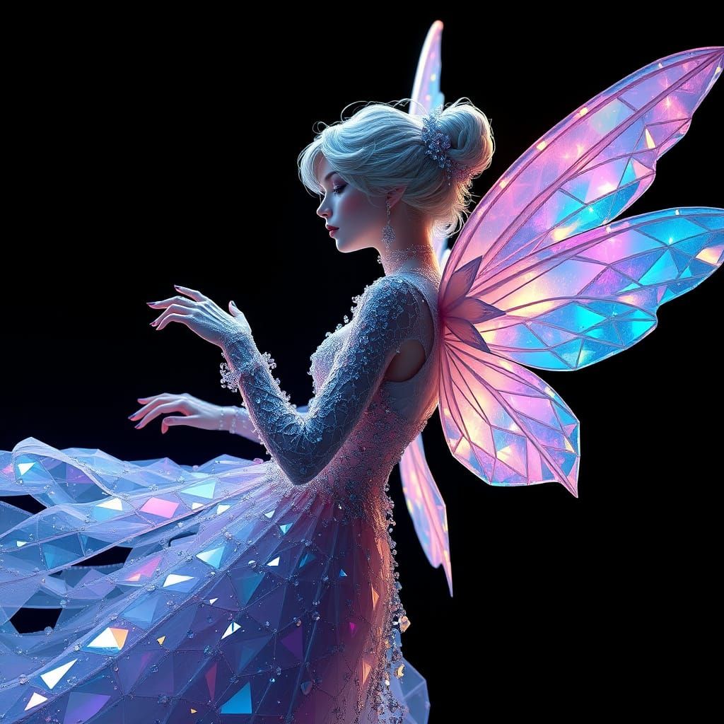 Ethereal Fairy Goddess in Iridescent Gown