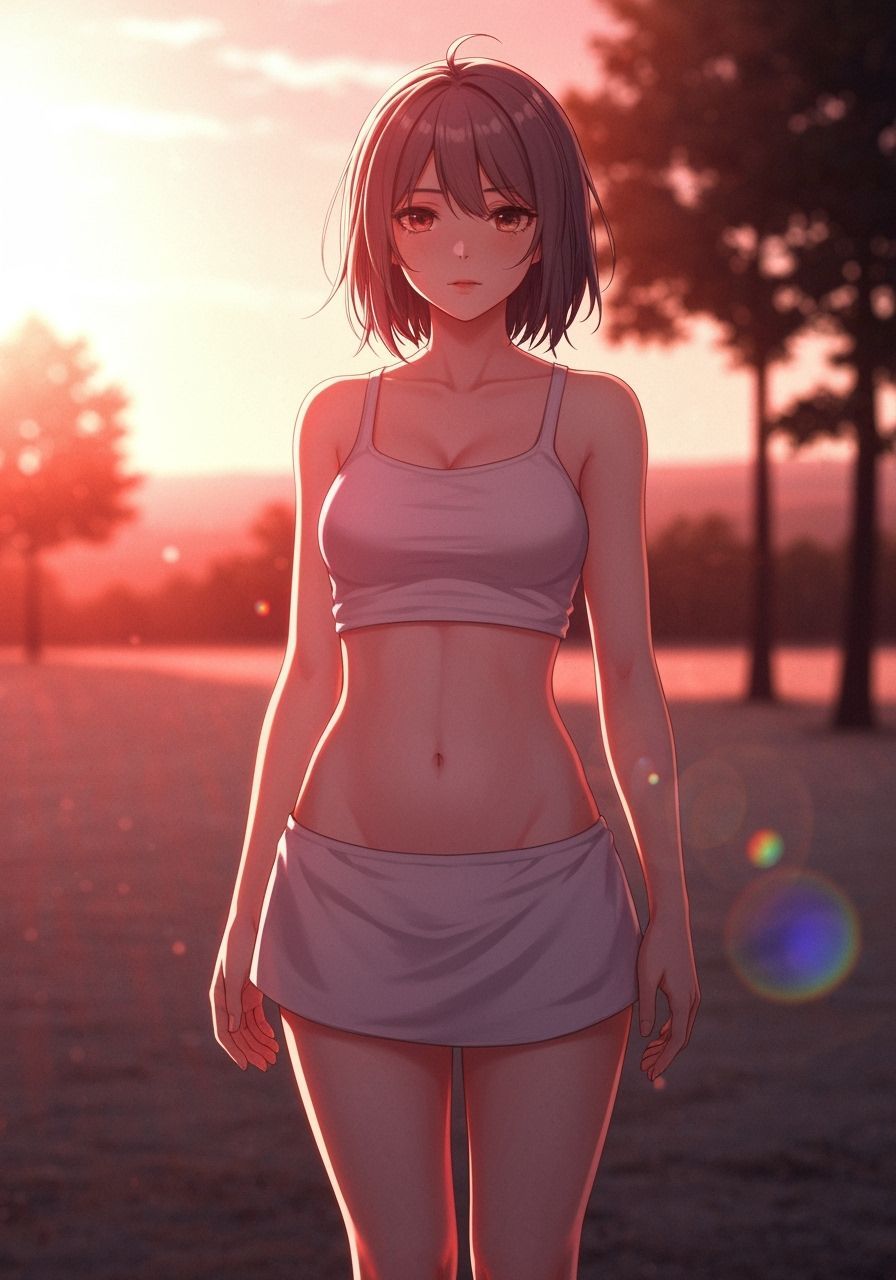 Beautiful Young Woman in Summer Sunshine Rays