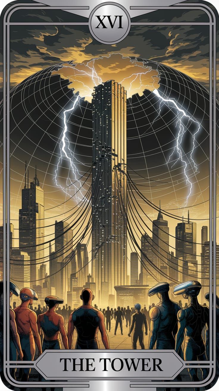 Cyberpunk Tarot Card: The Tower