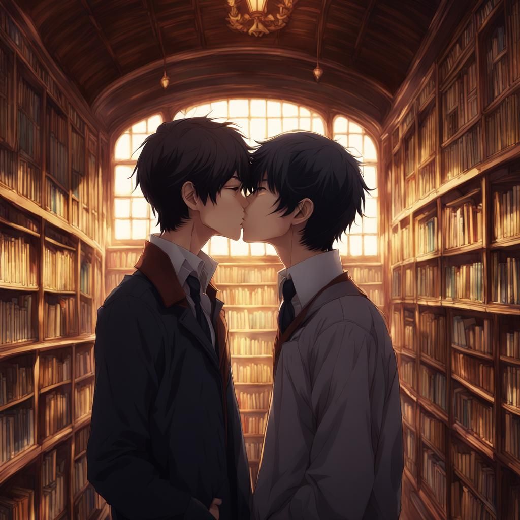 Boys' Kiss in Anime-Style Library