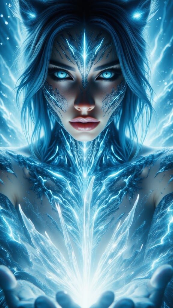 Ethereal Jaguar Woman Howling at Sunset in Jungle