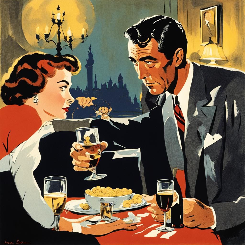 Harvey Film Illustration in René Gruau Style