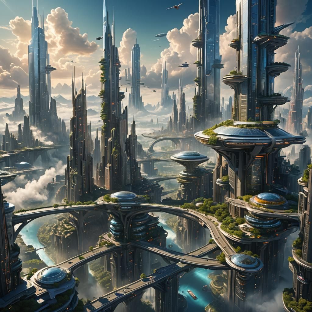 Futuristic Sky City Concept Art in Unreal Engine