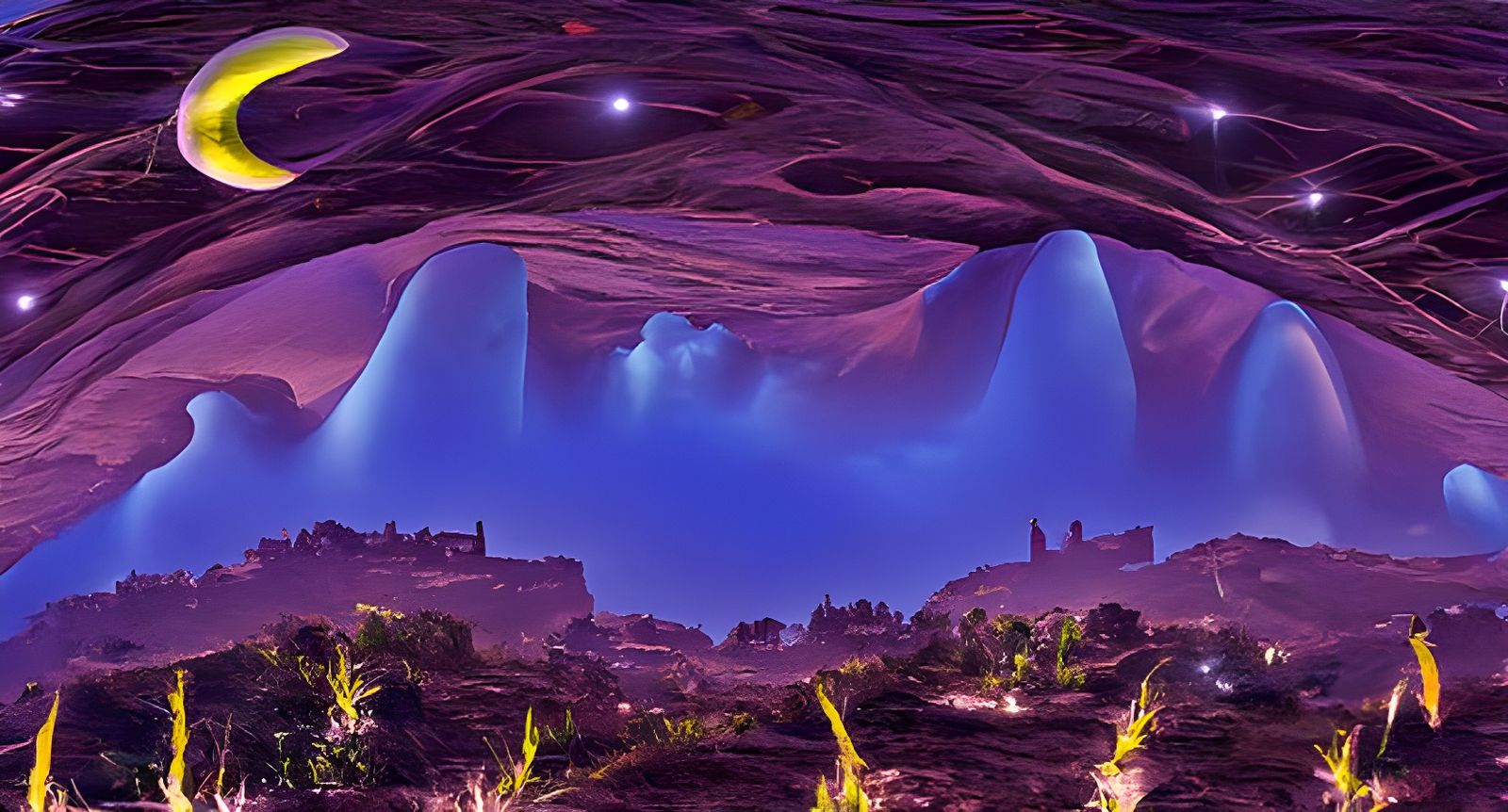 Dark Astral Planetscape: Digital Illustration in Hyperrealis...