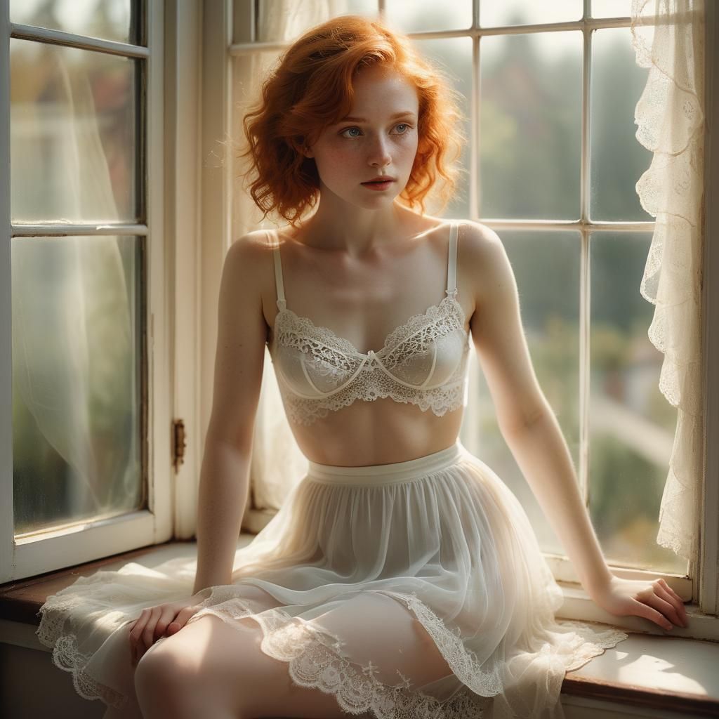 Redhead Woman in Window: Victorian-Era Pictorialist Photogra...