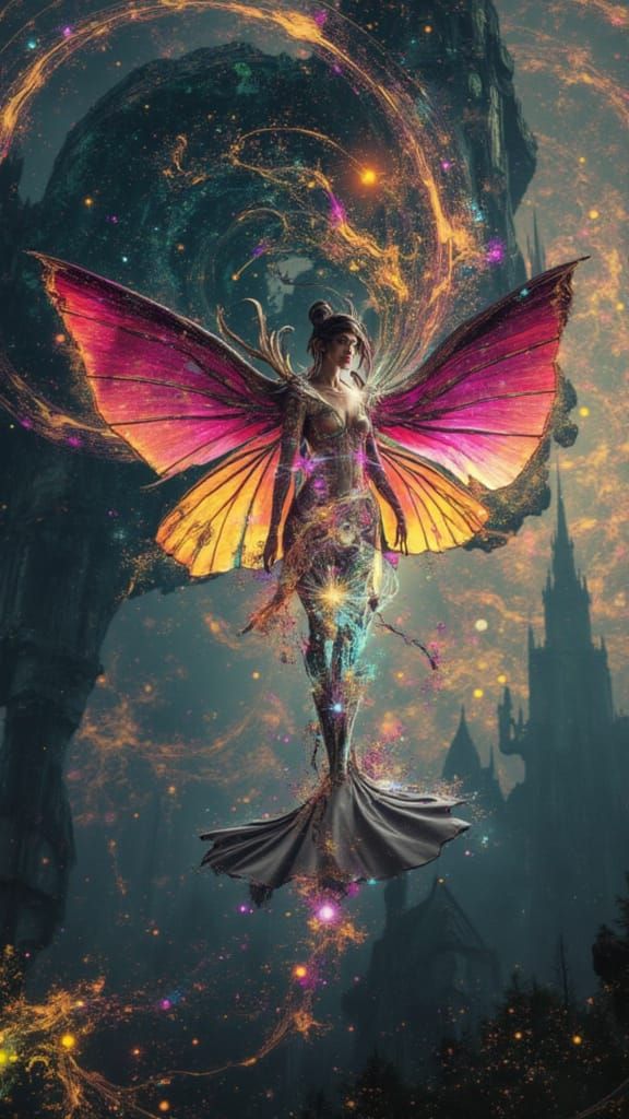 Glitchcore Fairy in Digital Art Style