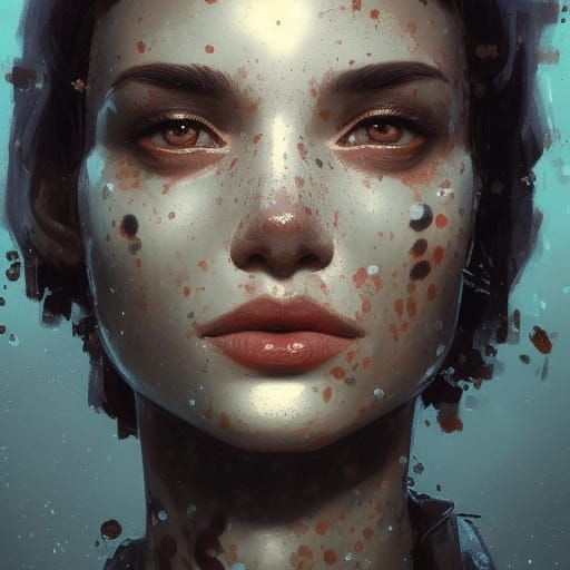 Detailed Dalmatian Woman Portrait in Splash Art Style