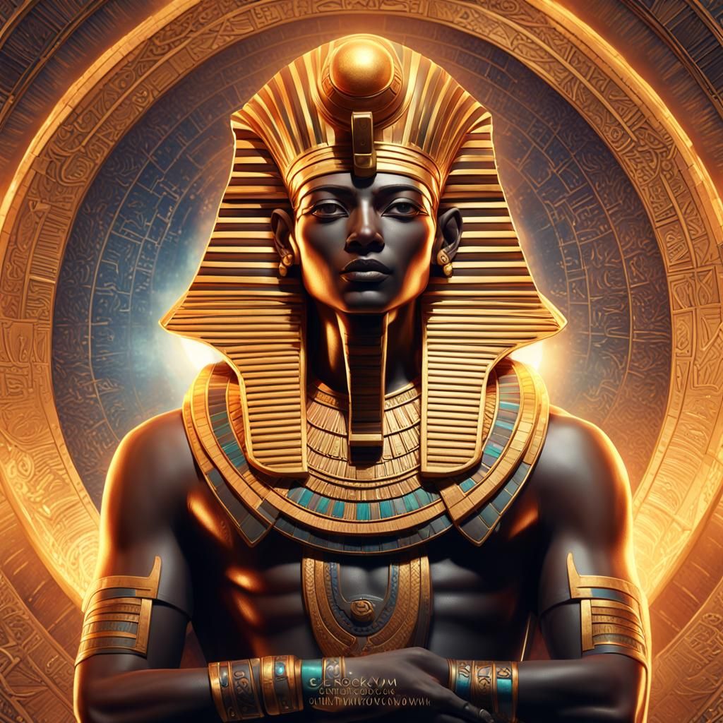 Glowing Portrait of Egyptian Sun God Ra