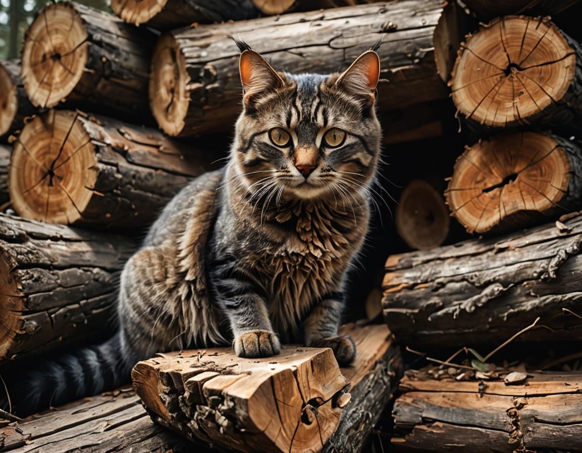 Camouflaged Cat: Hyperrealistic Wildlife Photography
