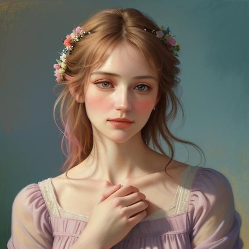 Romantic portrait. Medium shot. Anya's face and Alex's hand ...