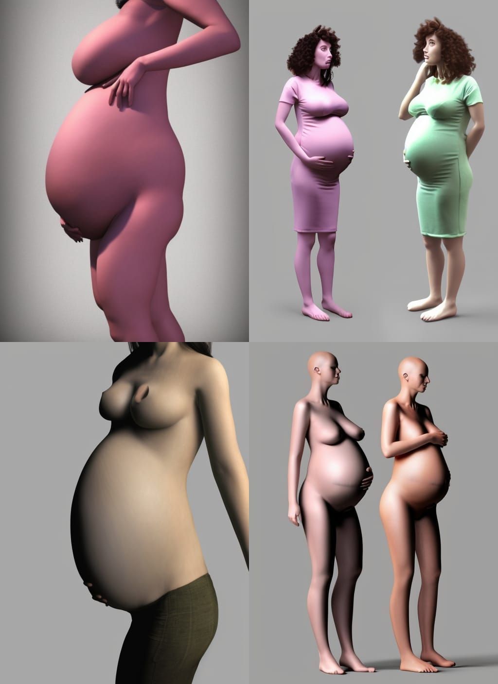Pregnant Girl in Retro 3D Art Style