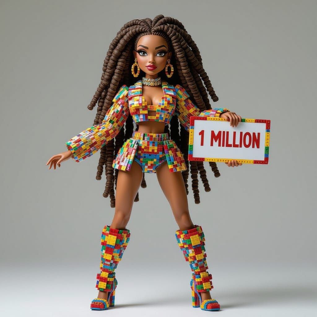 Fashion Model Figurine Made of Toy Bricks, 8k Concept Art