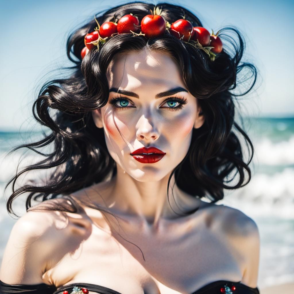 Snow White at the Beach, Pin-Up Style Portrait