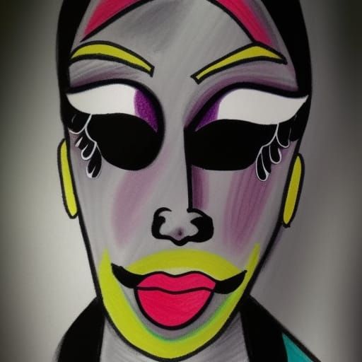 Colorful Crayon Portrait of a Drag Queen