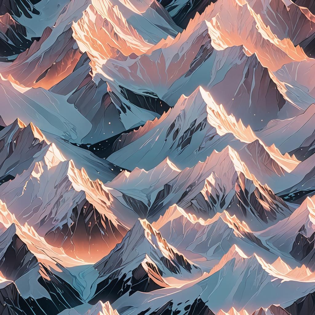 Radiant Glow Ice Mountain in Anime Style