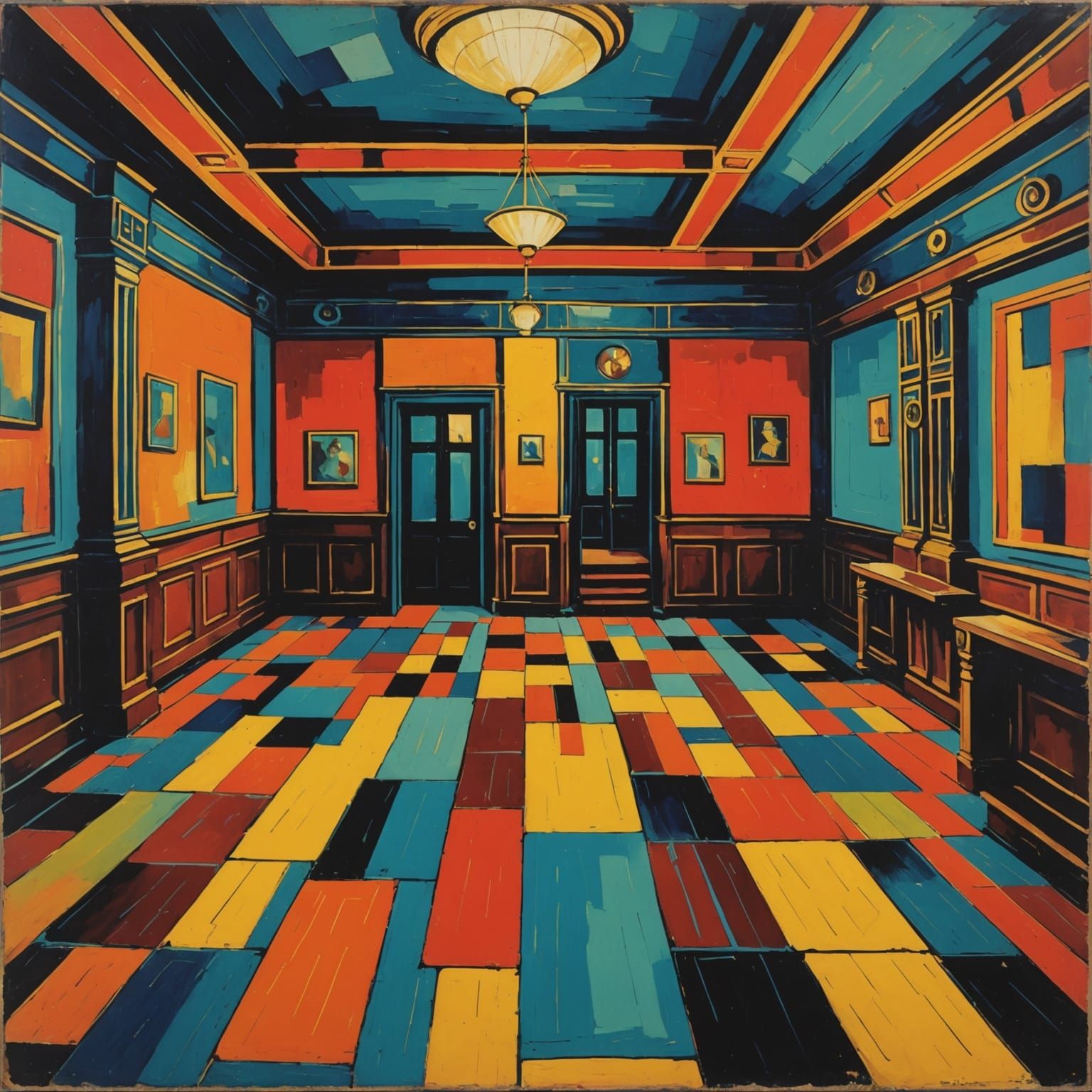 Vintage 1920s Dance Club Scene in Abstract Art