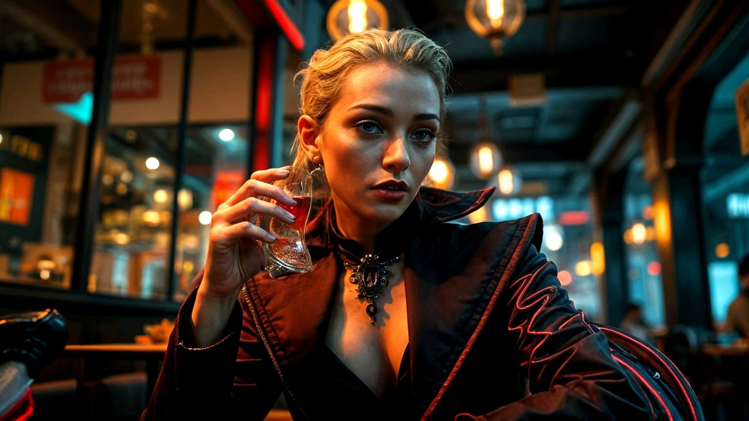 Terrifyingly Beautiful Vampire in Haute Couture, Cinematic S...