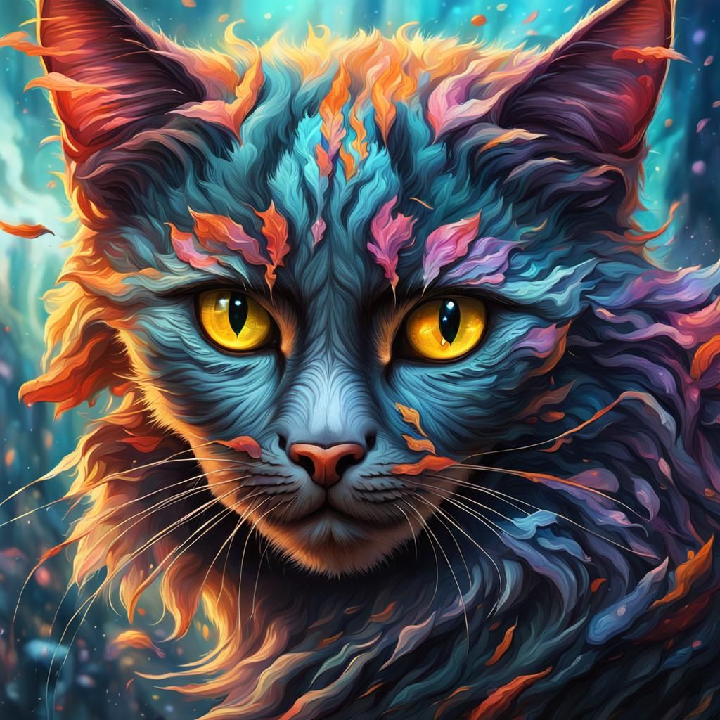Beautiful Cat in Acrylic Art Style