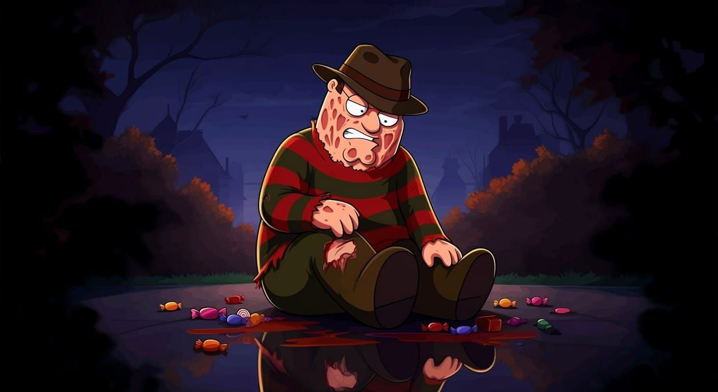 Peter Griffin as Freddy Krueger in Anime Style