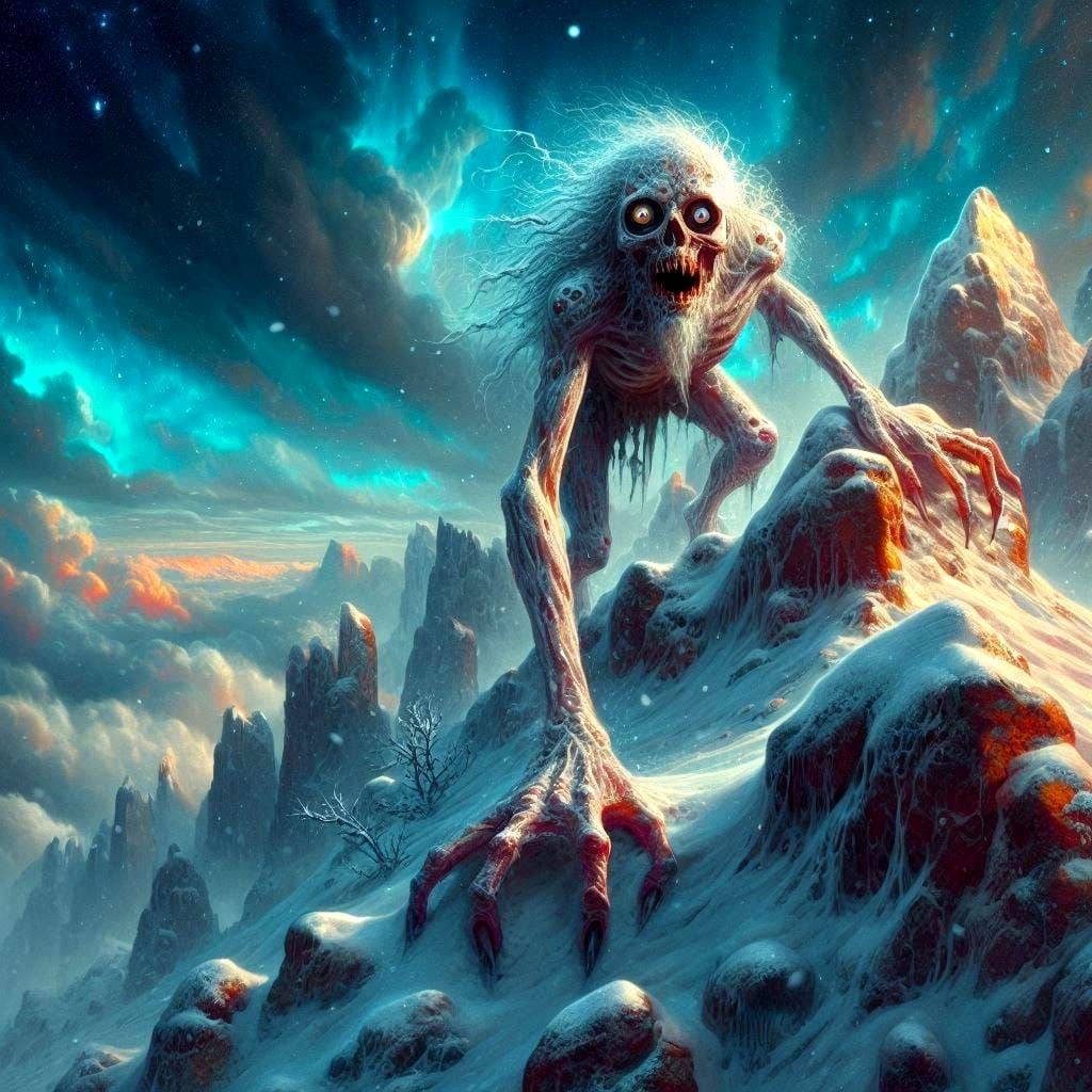 Fearsome Winter Creatures Roam the Mountain Peaks