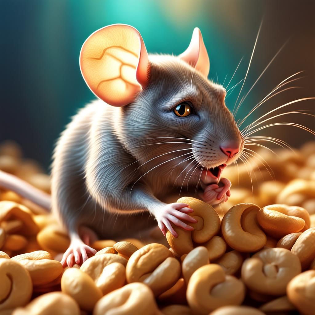 Hyperrealistic Cashew Mouse Splash Art