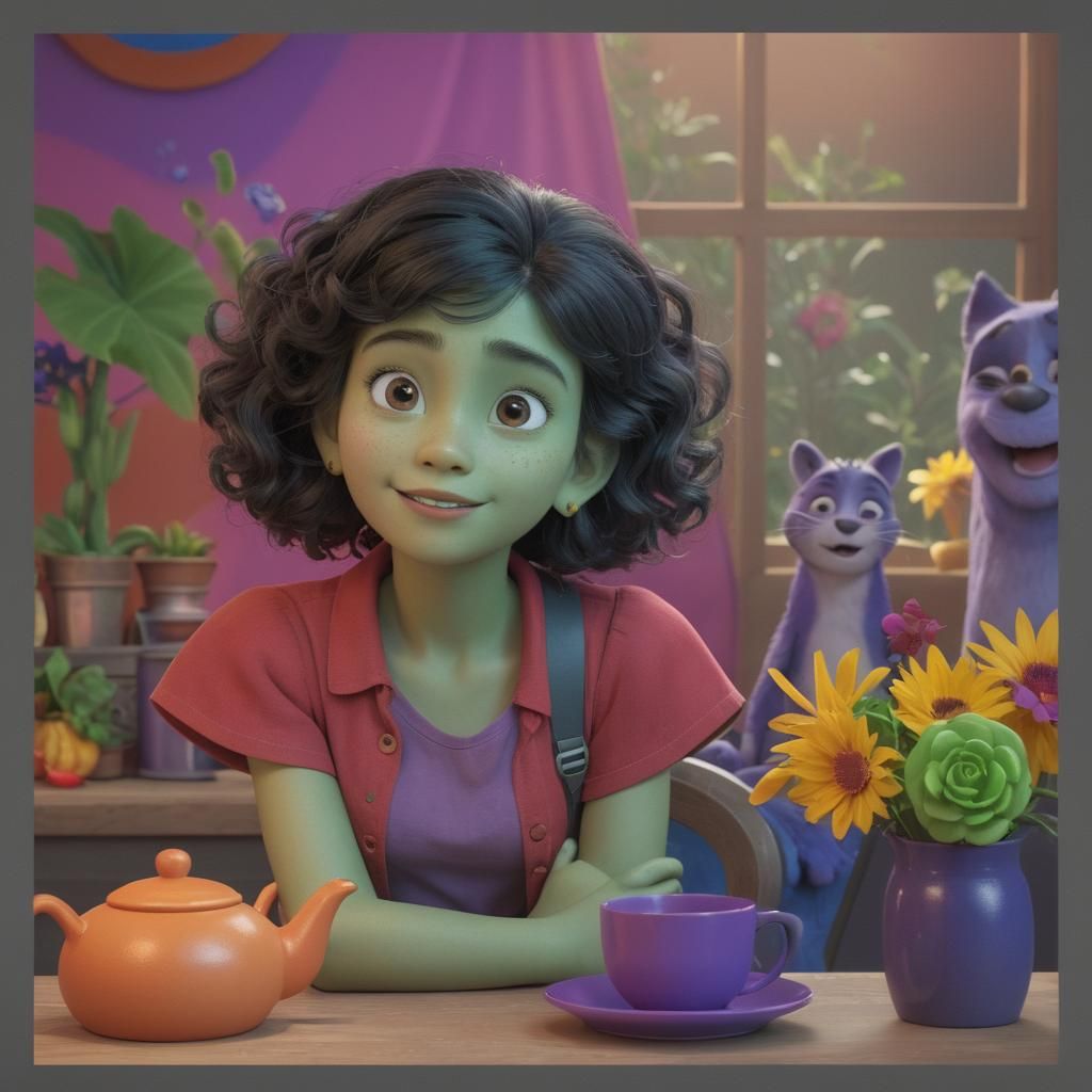 Pixar Style 3D Digital Art with Radial Gradient